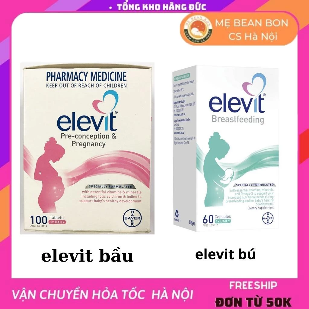 Vitamin tổng hợp Elevit Bầu Úc 100 viên bổ sung Vitamin D3 Axit Folic cho mẹ bầu, mẹ sau sinh