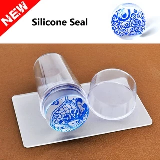 Con dấu in móng tay nail silicon trong suốt kèm nắp đậy