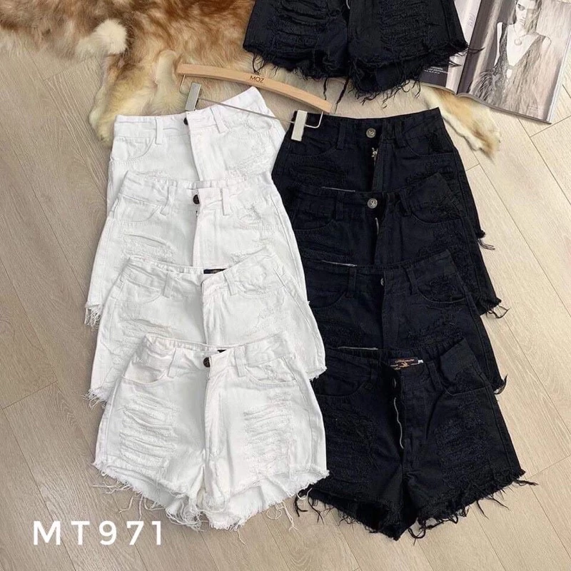 ( Có Bigsize ) Quần short kaki nữ lưng cao phối rách denim cotton, rin ngắn phối rách hai màu alohashop91