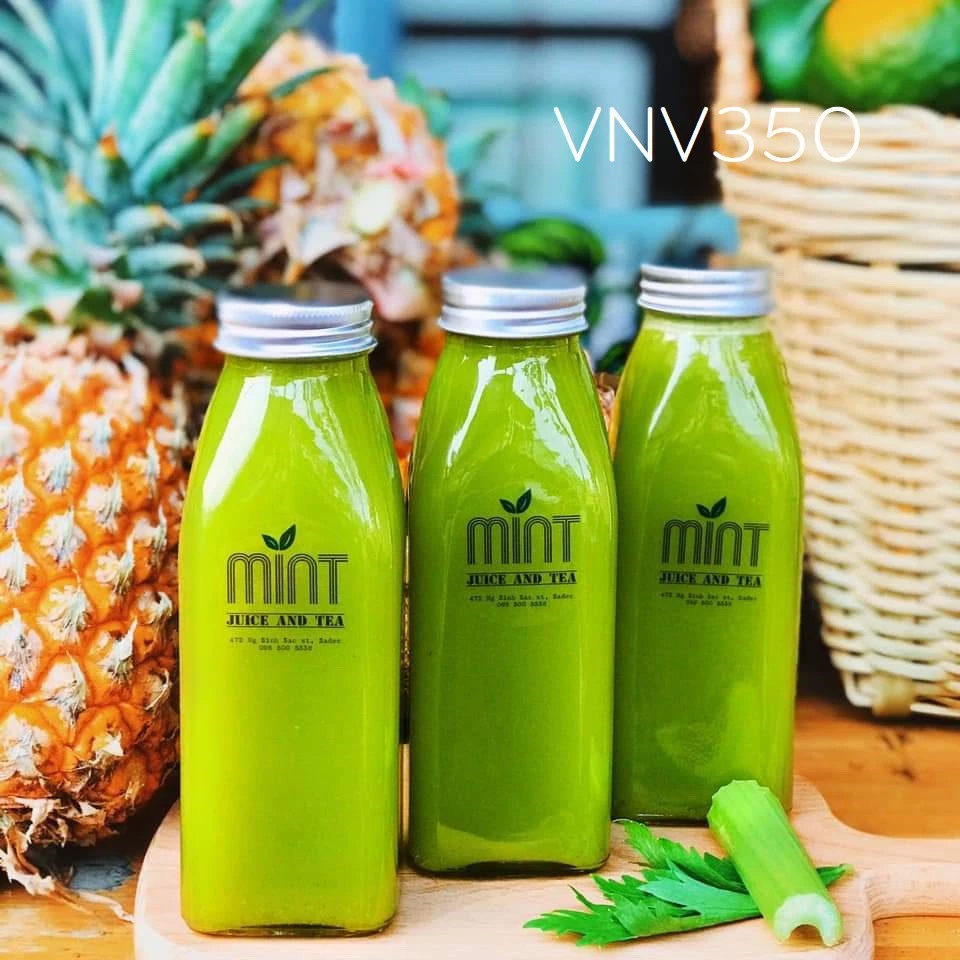 Combo 3 chai thủy tinh vuông nắp nhôm xoáy 350ml