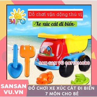 Đồ Chơi Xe Xúc Cát Đi Biển 7 Món Cho Bé