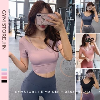 Áo Thun Ôm Body Croptop Tay Ngắn CÓ MÚT Thể Thao Nữ Tập Gym Yoga Thun Poly Trơn Mịn Thoáng Mát Cực Tôn Dáng 1721