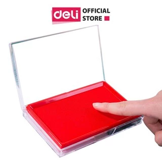 Khay mực dấu Deli 9864, 138 x 88 x 26mm, mực đỏ