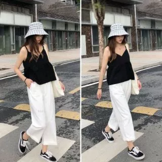 Quần culottes lửng khóa thật lưng chun