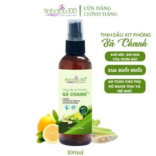 Tinh dầu sả chanh dạng xịt đuổi muỗi, thơm phòng lọ 100ml Tinh Dầu 100 Official