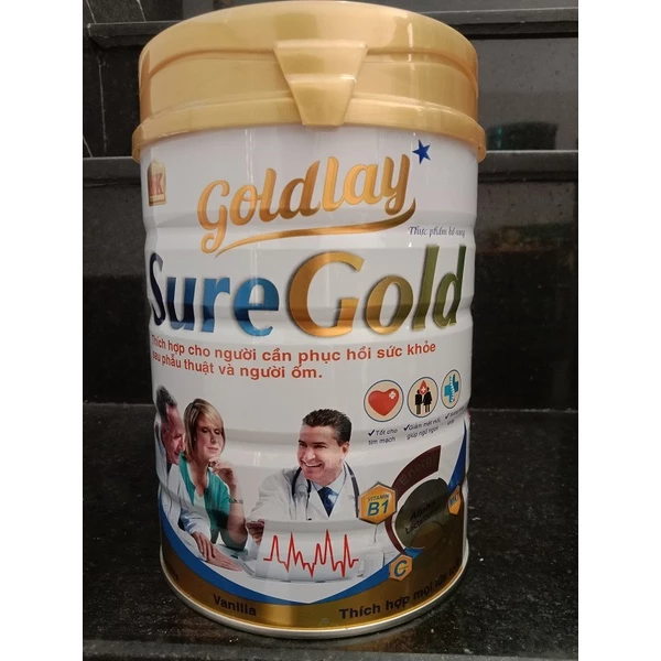 Sữa Goldlay Sure Gold 900g dinh dưỡng đặc biệt giúp phục hồi sức khỏe, người già ăn uống kém (Mẫu mới)