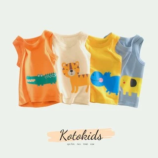 Áo ba lỗ bé trai Kotokids, áo sát nách hình hoạt hình chất cotton cho bé (BX390)