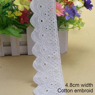 4.8cm Rộng 100% cotton Ren Cạnh Thêu Ren diy trims mini Đầm Ren Ruy Băng Quần Áo Phụ Kiện 3176