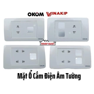 Mặt ổ cắm điện âm tường OKOM Vinakip có màng che (1 ổ 1 lỗ, 1 ổ 2 lỗ, 2 ổ 1 lỗ, 2 ổ 2 lỗ) OKOM1