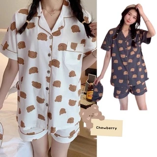 Bộ ngủ pijama mặc nhà gấu vàng xinh xắn cute form rộng Nữ