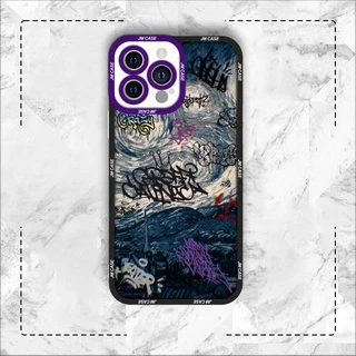 Ốp lưng iphone cạnh vuông JM Case Đêm đầy sao Graffiti 6plus/6s/6splus/7/7plus/8/8plus/x/xs/11/12/pro/max/plus/promax