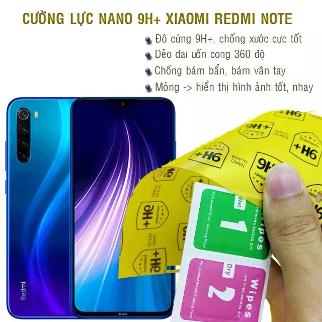 Dán cường lực dẻo nano Xiaomi Redmi Note 3, 4, 5, 5 Pro, 6 Pro, 7, 8, 8 Pro