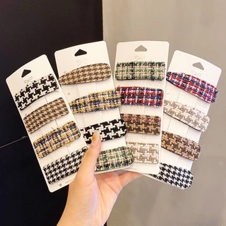 Kẹp Tóc Họa Tiết Houndstooth Thời Trang Hàn Quốc Cho Nữ