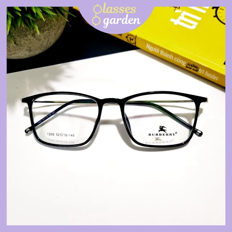 Gọng kính cận thời trang nam nữ Glasses Garden, kim loại phối nhựa, dáng mảnh 1208 - Có lắp mắt  theo yêu cầu