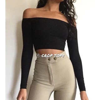 Áo Croptop hở vai tay dài ôm body - by SGGz