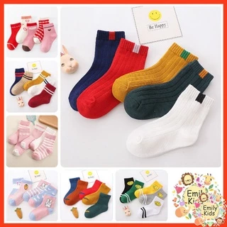 Set 5 Đôi Vớ Cotton Thấm Hút Mồ Hôi Thoáng Khí Thời Trang Cho Bé Trai Và Gái 1-12 Tuổi