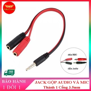 Cáp Gộp 2 Jack Mic + Tai Nghe Thành 1 Lỗ Cắm 3.5 mm Jack gộp audio và mic cho tai nghe có 2 cổng 3.5