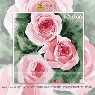 Tranh tô màu theo số, tranh số hóa, tranh tô màu số hóa Madoca - Hoa hồng baby TE98 kích thước 20x20cm