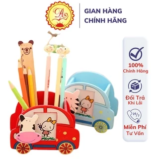 Hộp đựng bút Bút mài Thầy Ánh ống cắm bút hình xe ô tô chất liệu gỗ sơn bóng cho học sinh