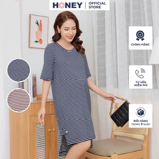 Váy bầu công sở kiểu dáng suông chất liệu cotton co giãn, tay lỡ - Thời trang đầm bầu cao cấp HONEY