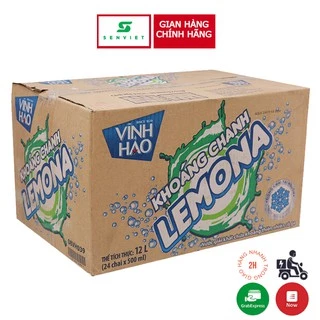 Thùng 24 chai nước khoáng có ga Lemona vị chanh 500ml