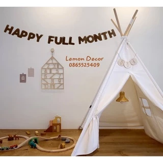 Dây chữ dạ Happy Full Month màu nâu phong cách INS by LemonDecor