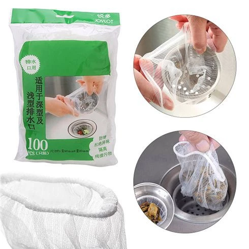 Combo 100 Túi Lưới Lọc Rác Cho Bồn Rửa Chén Bát Chống Tắc Nghẽn - Hàng Có Chun #340A