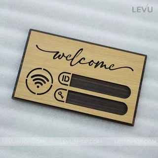 Bảng Gỗ ghi thông tin wifi LEVU-TW09 dán tường trang trí nội thất