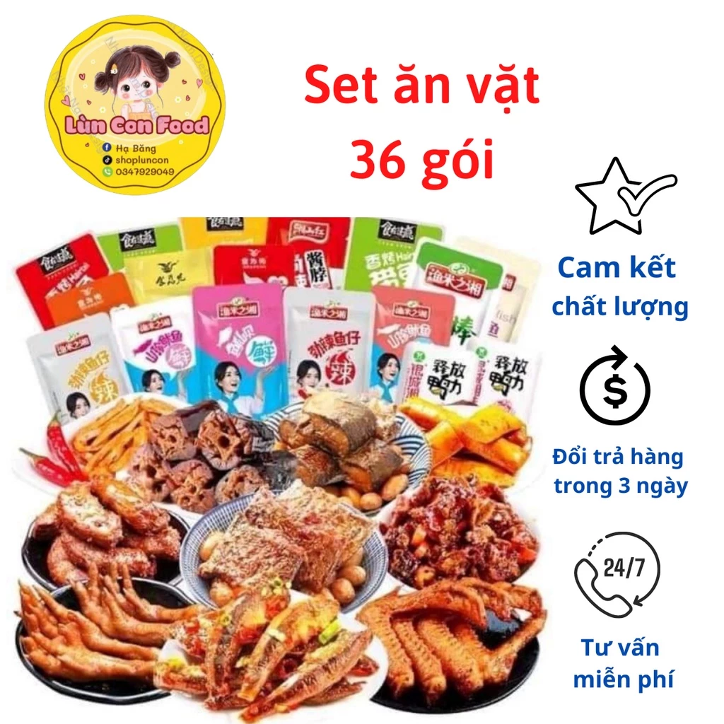 [ MÃ MỚI ] SET 36 GÓI ĂN VẶT SHOP TỰ MIX - Lùn Con Food