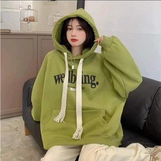 Áo Hoodie nữ Wellbeing Form Rộng chất nỉ cotton phong cách Hàn Quốc, Thubio