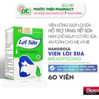 Lợi Sữa Nanogold - Viên Uống Giúp Lợi Sữa, Hạn Chế Tắc Tia Sữa Lọ 60 Viên