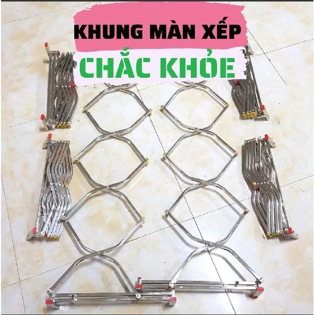 Khung Màn Xếp Gọn Inox Thông Minh Chống Muỗi Cho Bé Và Người Lớn Kích Thước 1,6- 2,2m Chỉ Nguyên Khung