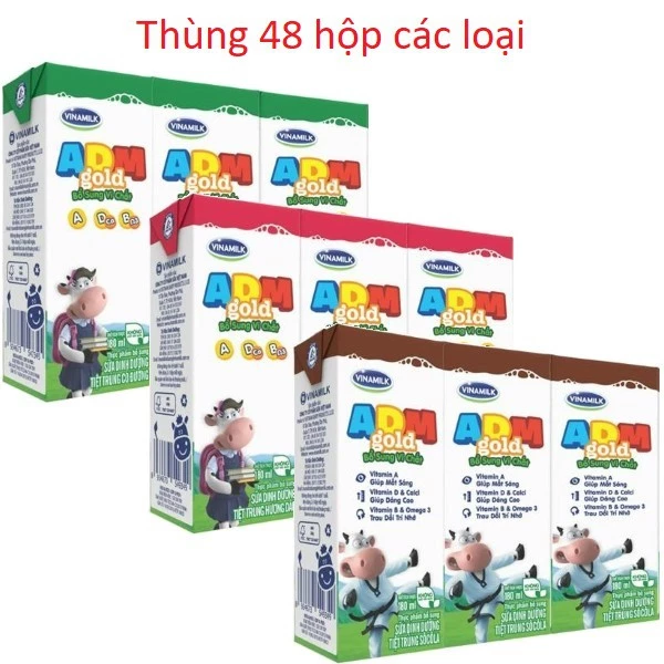 1 thùng Sữa Dinh dưỡng Vinamilk ADM Gold 180ml các loại - Có đường / Dâu/ Sô cô la