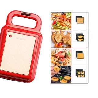 Máy Kẹp Nướng Bánh Mì Sandwich, Làm Bánh Waffle, Bánh Cá Đa Năng 4 IN 1 Chính Hãng TORSOM