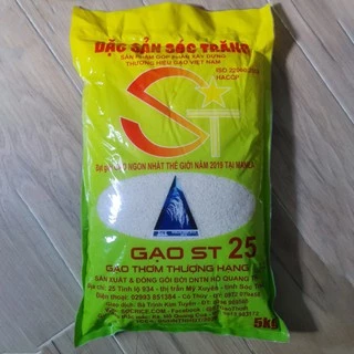 Gạo ST25 đặc sản Sóc Trăng - Gạo ngon nhất thế giới (Bao 5kg)