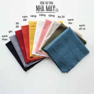 Vải linen may khăn Tiệm tạp hóa nhà may 25x25cm ( đủ 25 màu)