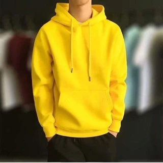 Áo Hoodie Nỉ Trơn Màu Vàng Nam Nữ Unisex, Form Rộng Chất Nỉ Bông Cao Cấp (size 35-70kg).