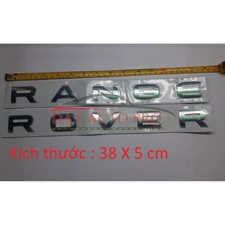 Tem logo chữ nổi 3D RANGER ROVER trang trí xe màu đen.