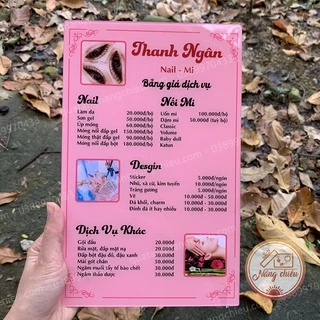 Menu để bàn cho tiệm Nail Mi tiện lợi - In thông tin bảng giá theo yêu cầu (chưa gồm chân đế)