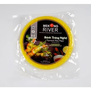 Bánh tráng củ nghệ MEKONG RIVER dẻo, dai, dầy cuốn không rách từ thiên nhiên đóng gói 300g Size 22 cm, 16 cm