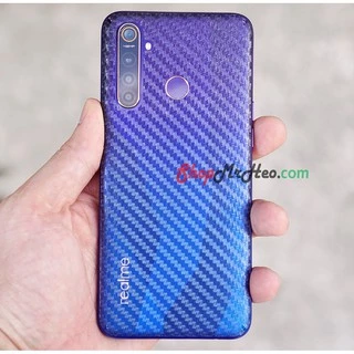 Skin Dán Mặt Sau Lưng Vân 3D Realme 5 - Realme 5i - Realme 5s - Realme 5 Pro - Carbon, Hình Hộp, Nhám, Vân da