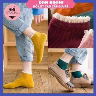 Tất Nữ Cổ Thấp Phong Cách Vintage Hàn Quốc cotton được chọn màu MÃ T28