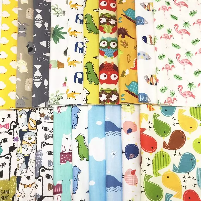 Vải 100% Cotton 50x160cm / 19.7 "x63" Họa Tiết Hoạt Hình