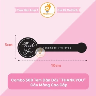 [ Sẵn ] Combo 500 Tem Dán Dài Thank You, Tem Cảm Ơn