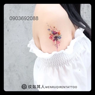 Tattoo hoa bỉ ngạn, hoa bồ công anh, Hình xăm dán nhiều mẫu, Sticker Tattoo nhỏ HCM