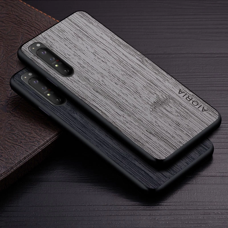 Ốp Lưng Cho Sony Xperia 1 10 5 iii funda Họa Tiết Gỗ Tre Da Vỏ Điện Thoại Sang Trọng coque