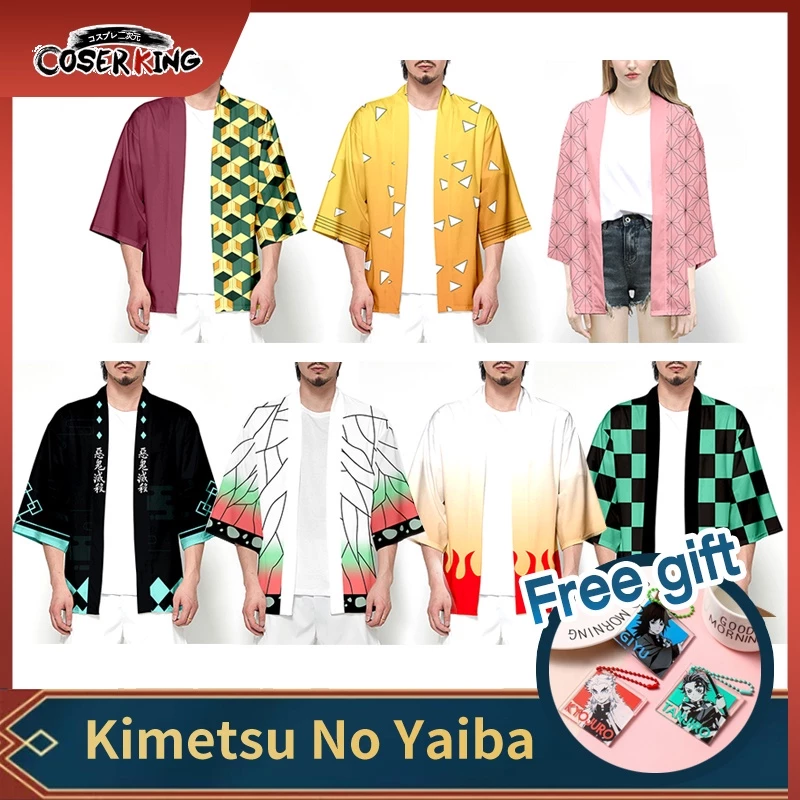 [COSER KING store] Kimetsu No Yaiba Haori Cape Anime Demon Slayer Cosplay Costume Shinobu Giyuu Tanjirou