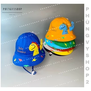 (Bé 6-20 tháng-vòng đầu48cm) Nón Tai Bèo Vành Dino- mũ bucket bé