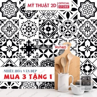 [Mua 3 tặng 1] Decal gạch bông hoa văn thổ cẩm trang trí decor nhà cửa kt 120x60cm