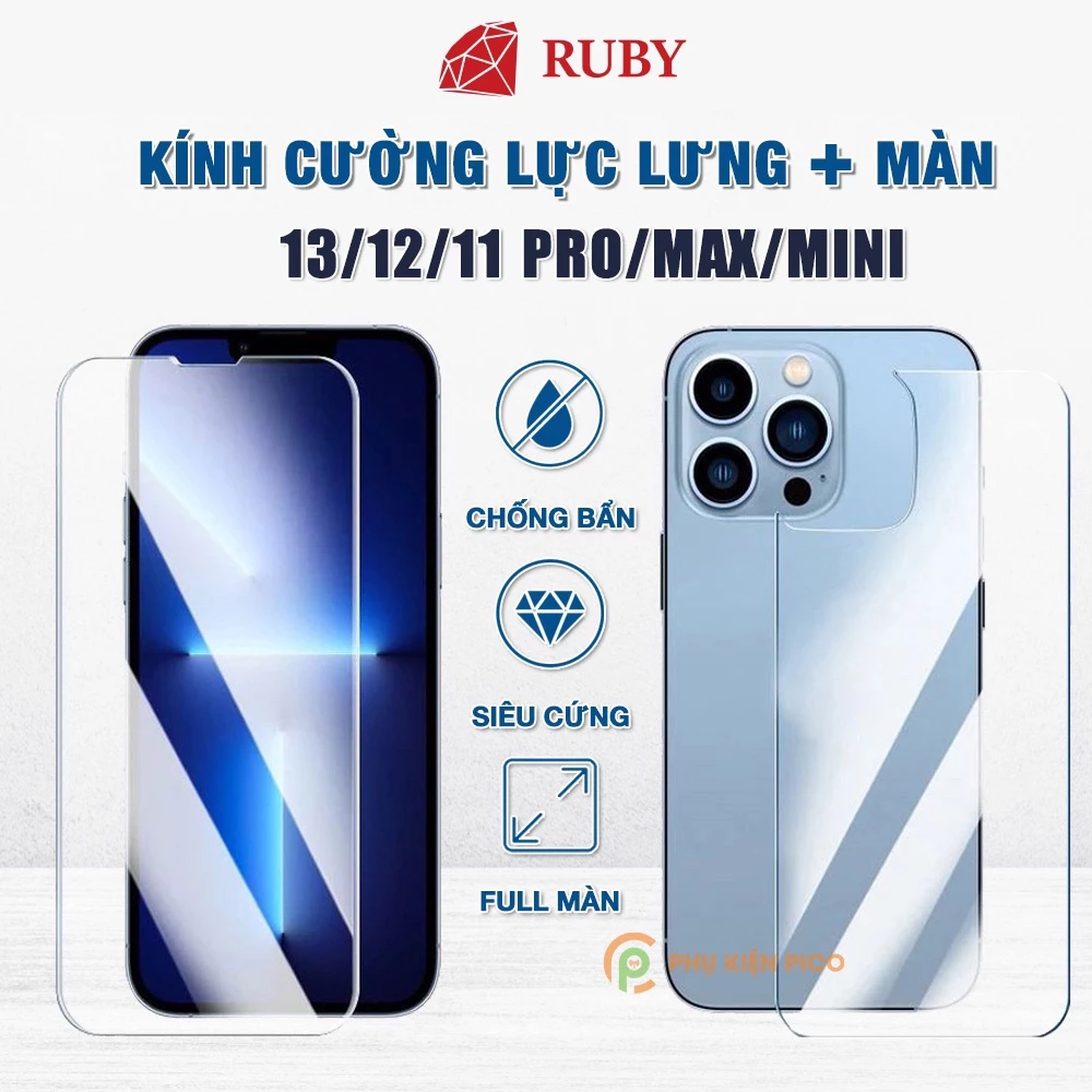 Kính cường lực lưng iPhone 13 Pro Max / 14 Pro Max trong suốt full mặt lưng độ cứng 9H - Dán lưng Iphone 13 Pro Max